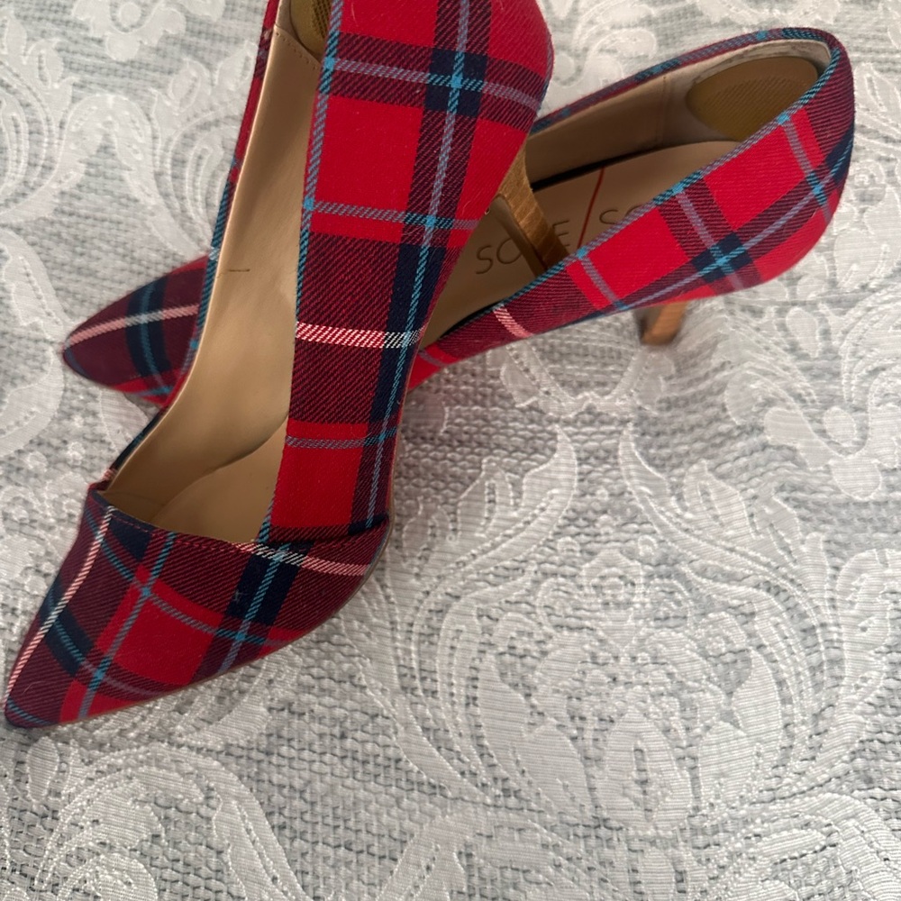 Sole Society Red Plaid Heels - Picture 3 of 6